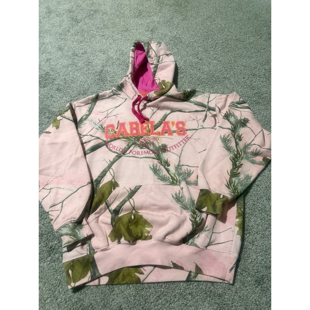 Cabelas Realtree Pink Camo Hoodie Womens Large Sweatshirt